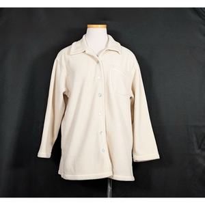 Vintage 90s Shacket Cream Fleece Button Jacket Size Petite Small PS Talbots